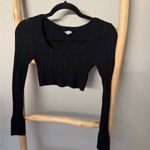 Free People Black Ribbed Bodysuit